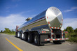 Silver tanker shor from behind