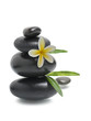 Spa still life, Stack of pebbles with yellow flower Spa still life, Stack of pebbles with yellow flower