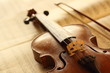 antique violin with fiddlestick