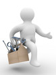 repairman with the tool on white background. 3D image repairman with the tool on white background. 3D image