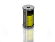 3D half charged battery on white background