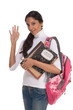 College student young Indian woman with backpack