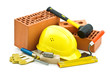 mason tools on white background
