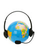 Headset on globe isolated on the white Headset on globe isolated on the white