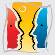Man and Women Heads Profiles, Concept of Relations