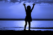 Silhouette child on moon night Silhouette child on moon night