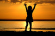 Silhouette child on sundown Silhouette child on sundown