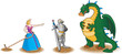 Princess, Knight and Dragoon on a white background.