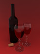 Wine glasses and bottle