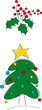 albero di natale e vischio