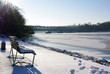 Seat on a frozen riverbank