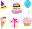Birthdays icons set. Vector illustration.