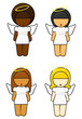Illustration of ethnic Angel Girls on white background Illustration of ethnic Angel Girls on white background