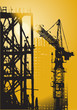 chantier, grue, construction