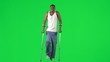 Young man with crutch