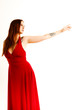 rote haare, rotes kleid