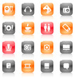 Red and orange buttons for leisure Red and orange buttons for leisure