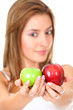 Woman with two apples