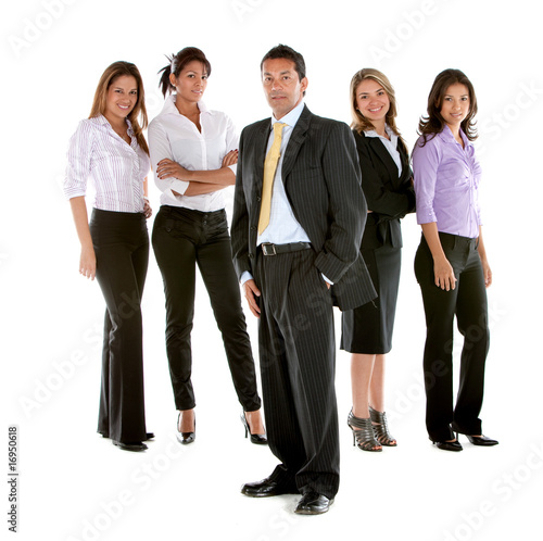 Photo: Business man among business women Business man among business women
