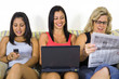 three generations woman reading