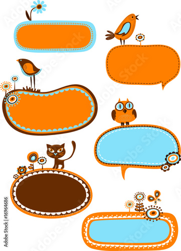 Vektor: cute retro banners and frames cute retro banners and frames