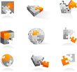 Set of vector puzzle icons and logos - 1 Set of vector puzzle icons and logos - 1
