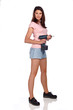 Girl with cordless screwdriver