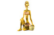 Golden statuette of indian woman with jug isolated Golden statuette of indian woman with jug isolated