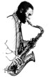 hand drawing saxophonist on a white background hand drawing saxophonist on a white background