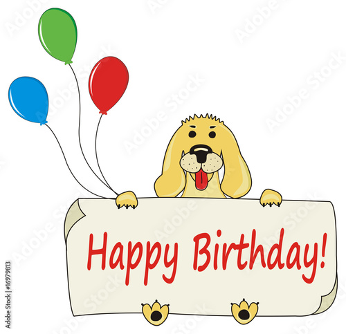 happy birthday cartoon balloons. Zoom Not Available: Vector images scale to any size. Happy Birthday background with cartoon dog and alloons