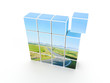 3d Render Of Cube With Sunny Image On Texture