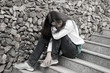 Teens problems. Young woman alone at the city