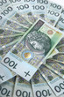 background made of polish 100 zloty banknotes