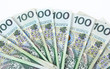 background made of polish 100 zloty banknotes