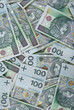 background made of polish 100 zloty banknotes