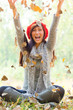 autumn fall girl falling foliages