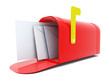 Full red mailbox isolated on white Full red mailbox isolated on white