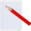 Red pencil on lined page, vector Red pencil on lined page, vector