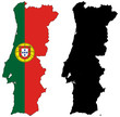 vector  map and flag of portugal