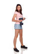 girl with cordless screwdriver V
