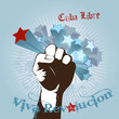 Illustration with fist and Viva Revolucion tex.