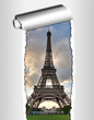 Torn paper eiffel tower paris