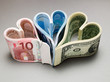 Banknotes in heart shapes