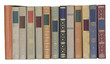 vintage books in a row, isolated, free copy space vintage books in a row, isolated, free copy space