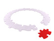 White puzzle circle with lost peace