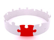 Standing white puzzle circle with red peace