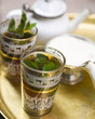 min tea in tea glasses with leaves
