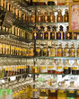 Photo: perfume bottles and pure scent on mirrored glass shelving unit perfume bottles and pure scent on mirrored glass shelving unit