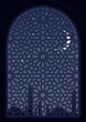 Classic arab window view at midnight.