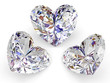 Three diamonds in the shape of heart on white Three diamonds in the shape of heart on white